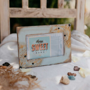 Kék mandalás képkeret struktúrpasztával