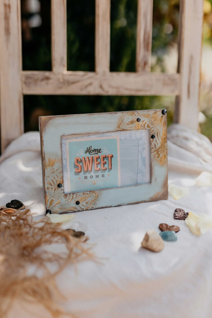 Kék mandalás képkeret struktúrpasztával